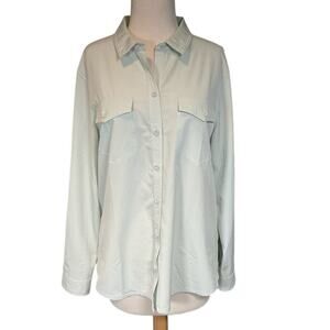 Eddie Bauer Long Sleeve NWOT Light Weight Button Down Blouse Light Mint Green Lg